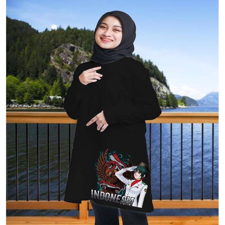 (Allthebest) Kaos Tunik Kaos Garuda Indonesia Kaos Agustusan Kaos Merah Putih Tunik-kaos tunik