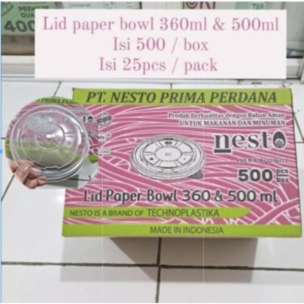 Tutup Paper Bowl Nesto 360ml dan 500ml / 650ml dan 800ml - Hanya Tutup