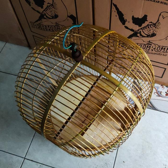 Sangkar Tekukur Puter Rotan Bambu Pernis[ ONLY]