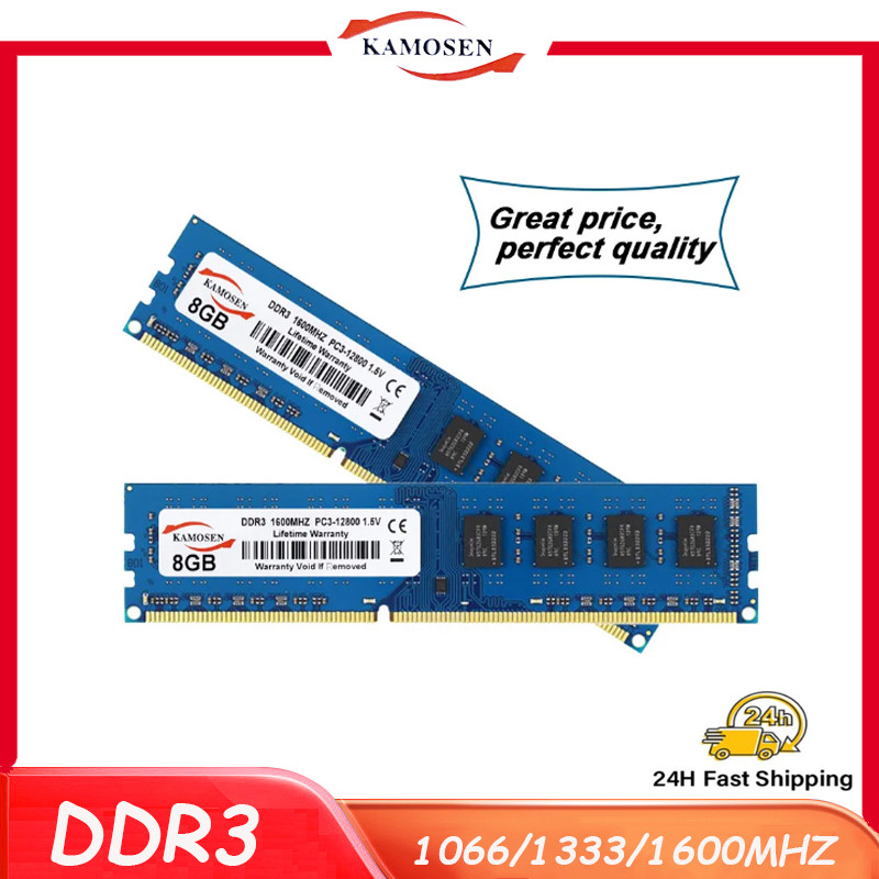 DDR3 RAM 4GB 8GB 1600MHz brand new low voltage 1.5V blue PC3-12800U desktop memory DIMM 240-pin non-