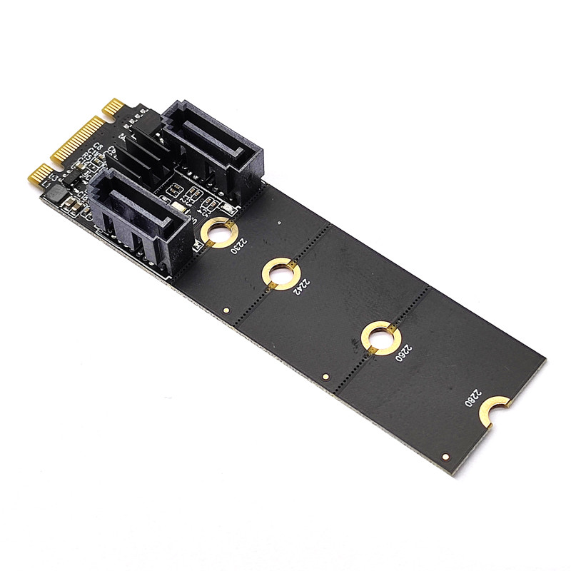 NGFF M2 NVME to SATA3.0 6Gb Card Adapter M.2 Key-M PCIE NVME to Dual SATA 3.0 Expanion Card Riser
