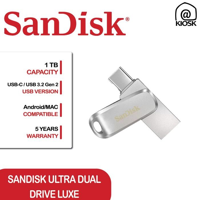 TERBARU Sandisk OTG Luxe 1TB / USB Type-C 3.2 Ultra Dual Drive Luxe / Sandisk Flashdisk OTG 1TB BISA