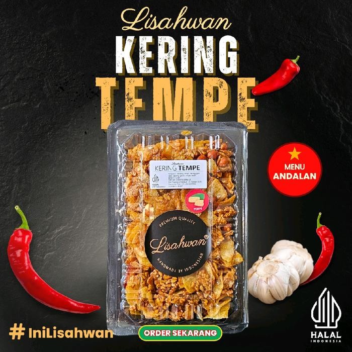 

Sedia KERING TEMPE LISAHWAN. berat 400gr, Keripik lauk pauk