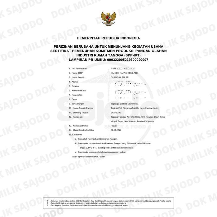 

Sedia [Special Nikita Mirzani] - Buy 1 Get 1 Basreng Pedas 400 Gr Gratis Basreng Ori 400 Gr Sajodo