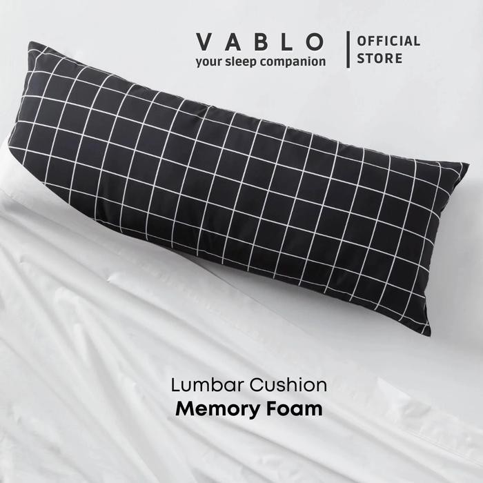 Vablo bantal lumbar cushion memory foam micro - motif hitam - premium cushion pillow