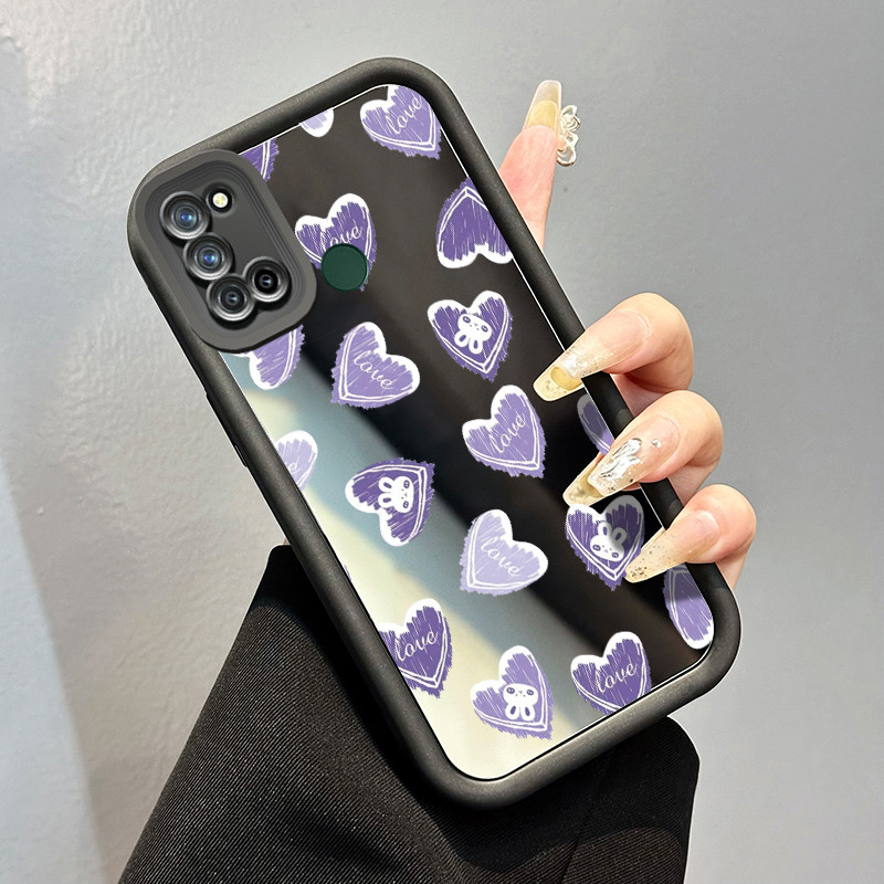 Casing Hp untuk Realme 7i Realme C17 Case Casing Hati ungu pola lunak Kasing HP Kesing Silikon Softc