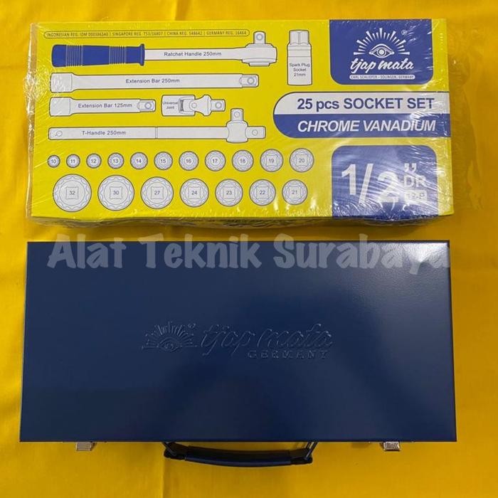 KUNCI SOCK SET TJAP MATA 25 PCS 10-32 MM 6 PT 12 PT DRIVE SHOCK SHOK SOCKET SOK CAP GERMANY EYE