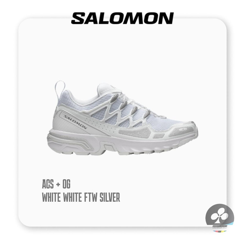 Sepatu SALOMON ACS + Og WHITE/WHITE/FTW SILVER - Sepatu Lari Trail Outdoor Premium Original