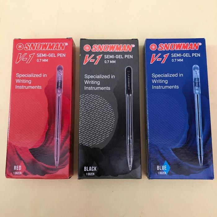 

pulpen v1 snowman , V1 hitam ,V1 merah , V1 biru , Pulpen snowman