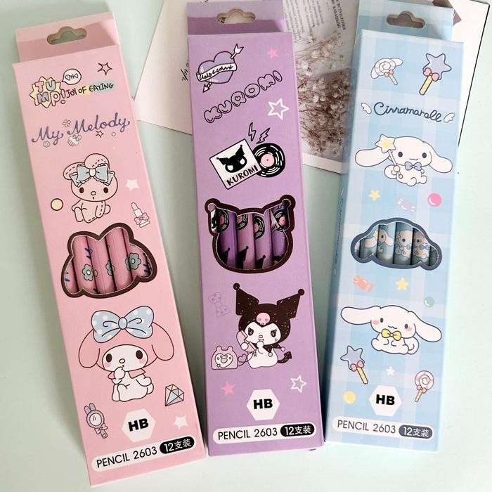 

Set Pensil HB mymelody Kuromi Cinnamoroll Anak Sekolah 12pcs