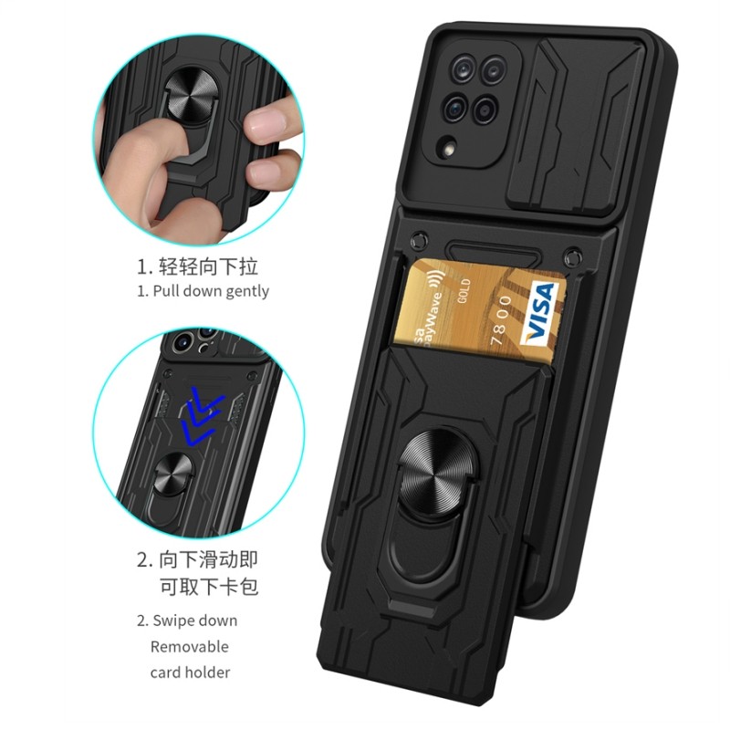 For Samsung Galaxy M12 M32 M33 Case Magnetic Ring Holder Armor Card Slot Phone Case For Samsung M51 