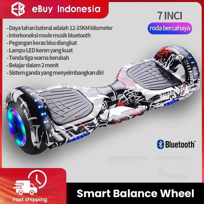 DISKON KL047 Hoverboard 7Inch Smart Balance Wheel LED Light READY STOCK