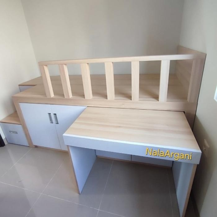 Mezanine Bed Lemari Pakaian Tempat Tidur Tingkat/Susun Bunk Bed