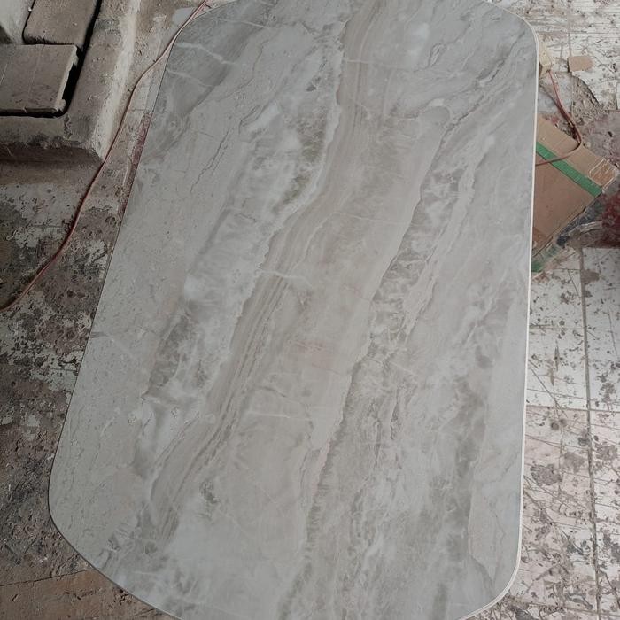 Meja Granite/Meja Ruang Tamu Oval 60X120 Corak Marmer Glosy
