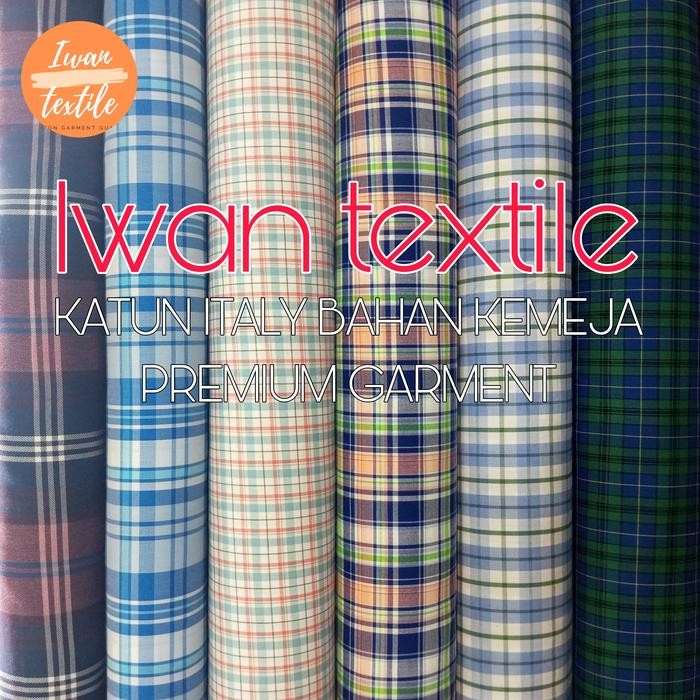 kain katun kotak kecil bahan kemeja kantor pria/wanita