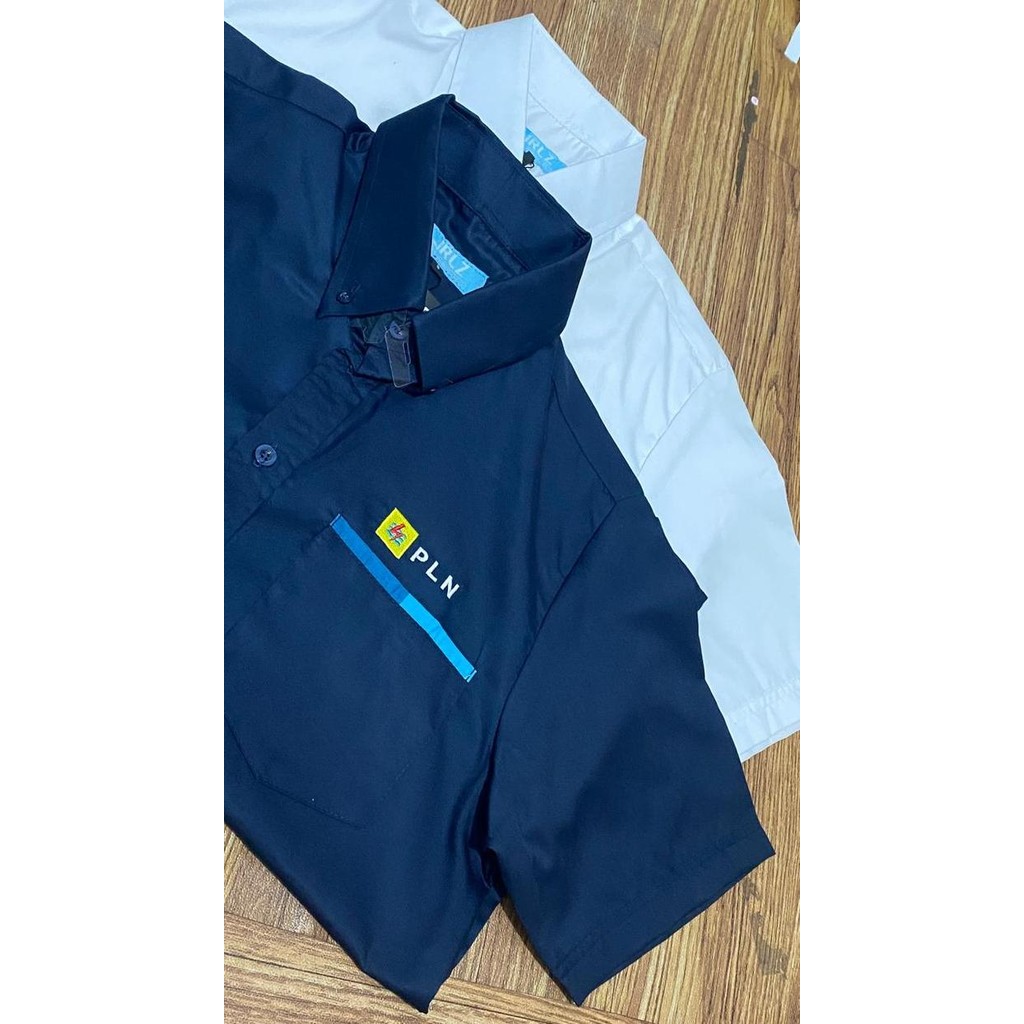BAJU SERAGAM KERJA PLN TANGAN PENDEK PUTIH
