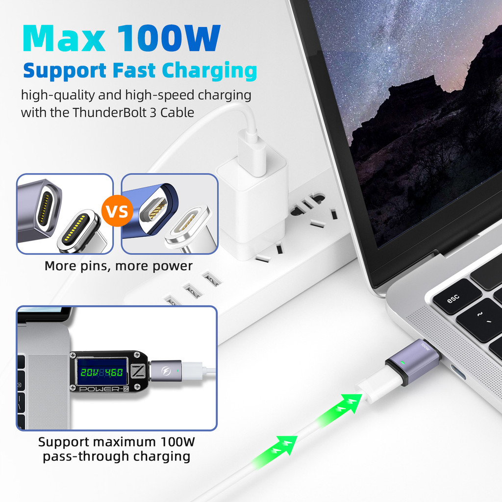 FONKEN USB Type C 100W Magnetic Adapter for Macbook Pro Air M1 Laptop Fast Charging Adapter USB C