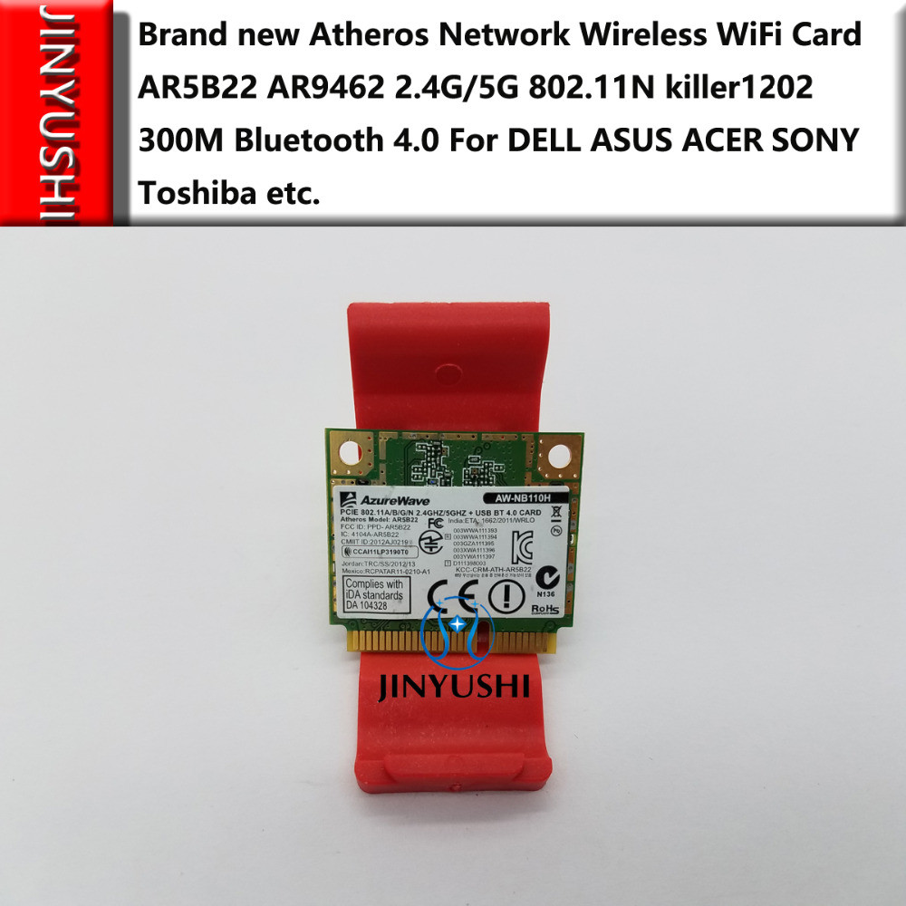 Brand new Atheros Network Wireless WiFi Card AR5B22 AR9462 2.4G/5G 802.11N killer1202 300M Bluetooth