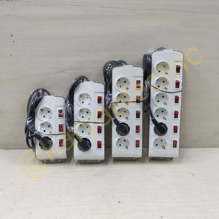 STOP KONTAK BROCO 3 LUBANG + SAKLAR MASING2 + KABEL 1,5M 15636 CP