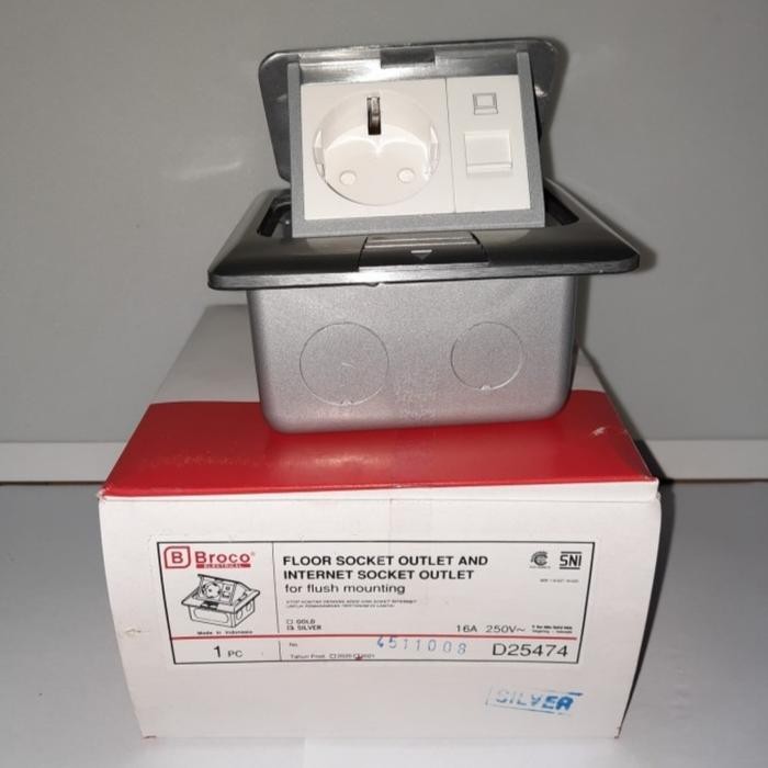 STOP KONTAK LANTAI BROCO STOP KONTAK + DATA D25474 SILVER