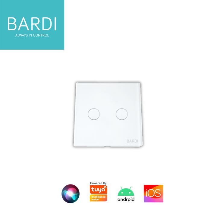 BARDI SMART WALL SWITCH SAKLAR PINTAR TOUCH WIFI SMART HOME EU 2-PUTIH