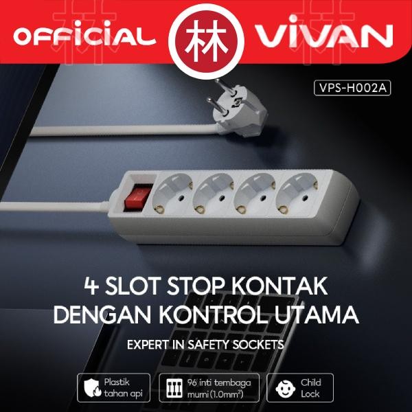 VIVAN VPS-H001A / VPS-H002A / VPS-H003A / VPS-H004A VPS POWER STRIP STOP KONTAK SAKLAR 3-5 PORT