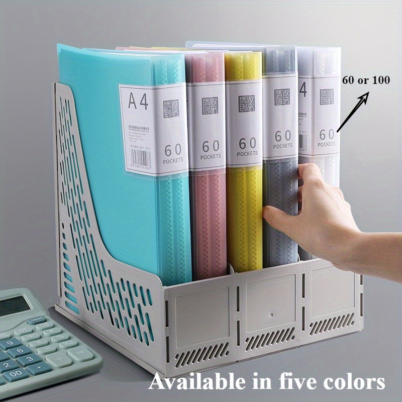 

1pack, A4 Document Organizer with 100/60 Transparent Pockets - Multi-Layer Office and School Storage