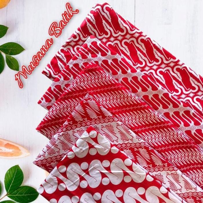 kain batik merah putih bahan seragam Kamen merah putih bawahan merah putih Seno lerek