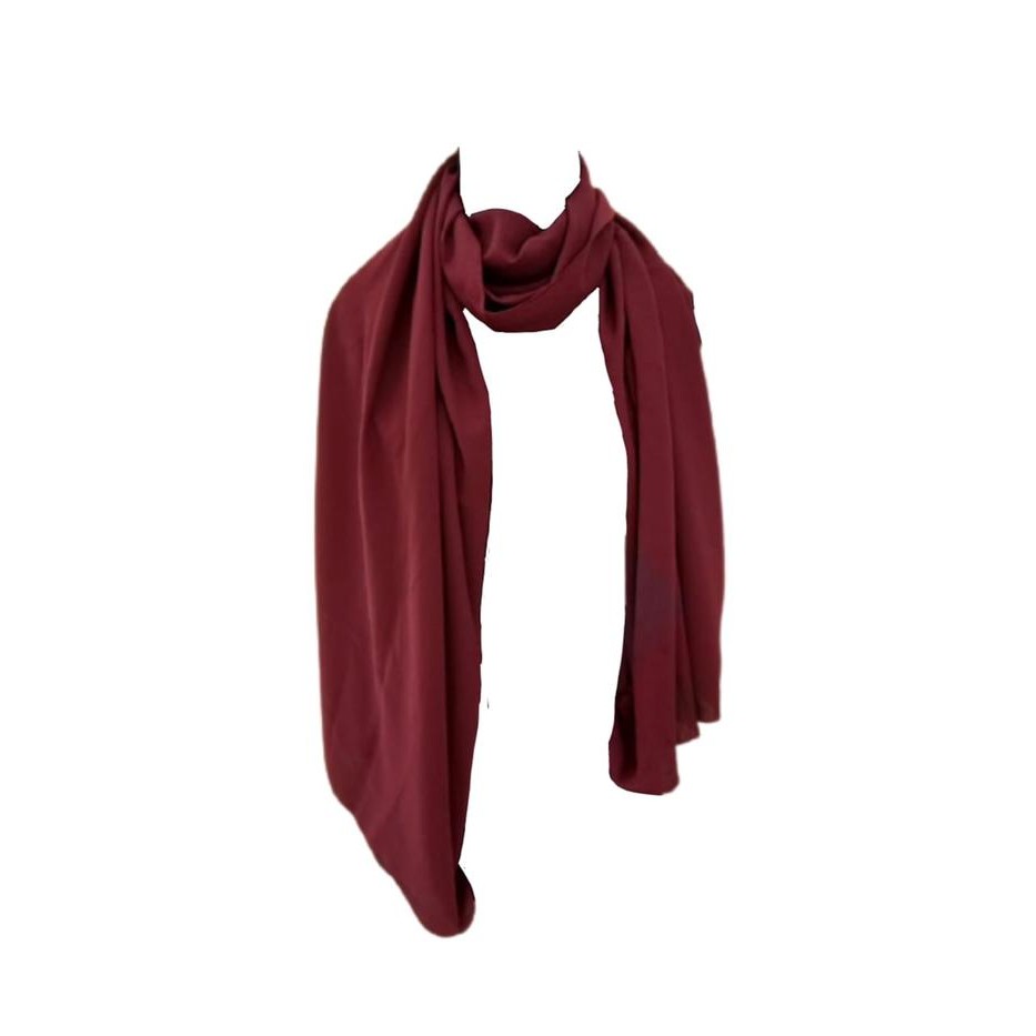ASLI Scarft Leher Syal Leher Syal Polos GESYAL Persegi Panjang Maron Crepe READY STOCK