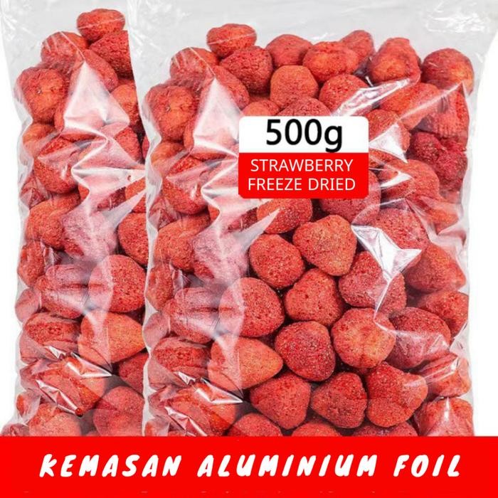 

Freeze Dried Strawberry 500G Buah Kering Strawberry Cemilan Buah Keripik Buah Snack Buah