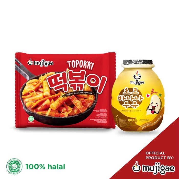 

BUNDLE Mujigae Topokki 170gr + Mujigae Banana Milk Chocolate 250 mL