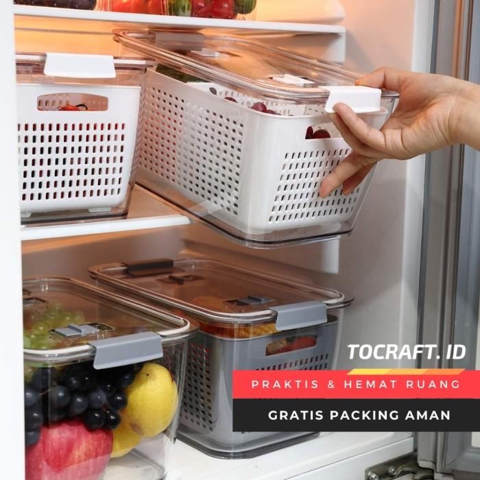 TCID Organizer Makanan Kotak Sayur Kontainer Buah Kulkas plastik