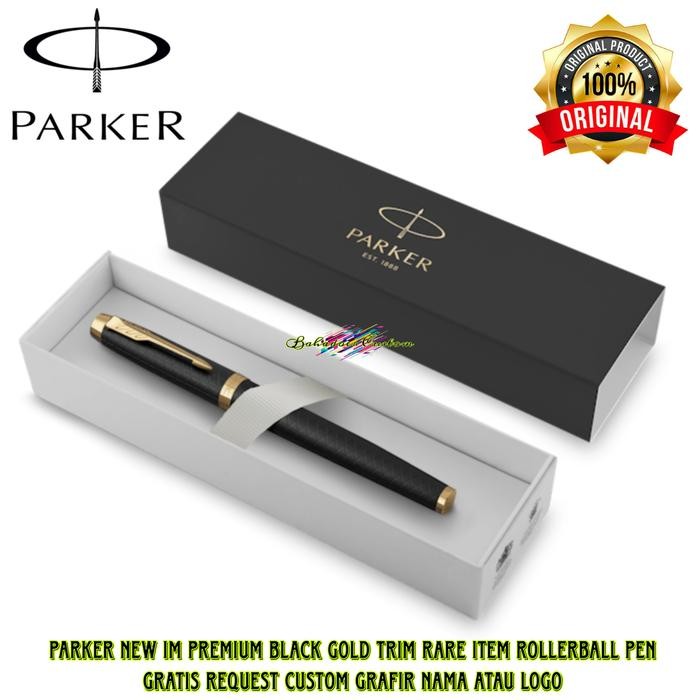 

PULPEN PARKER ORIGINAL NEW IM PREMIUM BLACK GOLD TRIM RARE ITEM BALLPOINT PEN GRATIS REQUEST CUSTOM