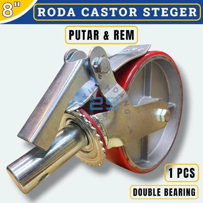 Roda Steger Scaffolding 8inch PU Besi Cor Heavy Duty