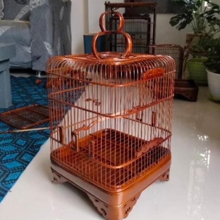 sangkar burung cungkok oval jati