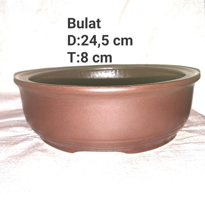 pot keramik bonsai model bulat