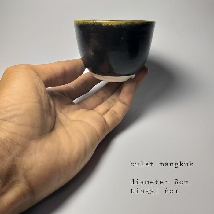 Pot keramik mame bonsai ; bulat mangkuk