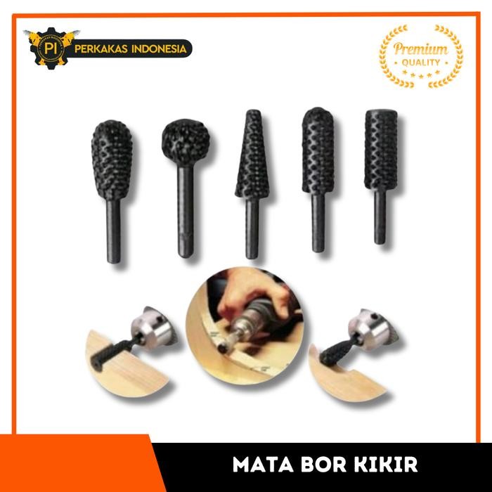 

AT Mata Bor Gerinda Kikir Ukir Keruk Kayu RASP SET 5 Pcs 6mm Bit Mini