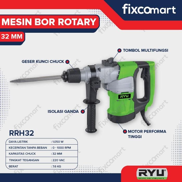 RYU RRH 32 / RYU Mesin Bor Rotary 32 mm / Mesin Bobok Beton Tembok