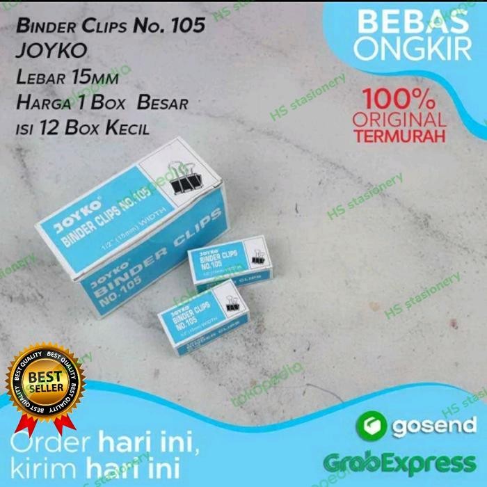 

AT JOYKO BINDER CLIP 105 KECIL 15MM/ KLIP KERTAS JOYKO NO 105 (12 BOX)