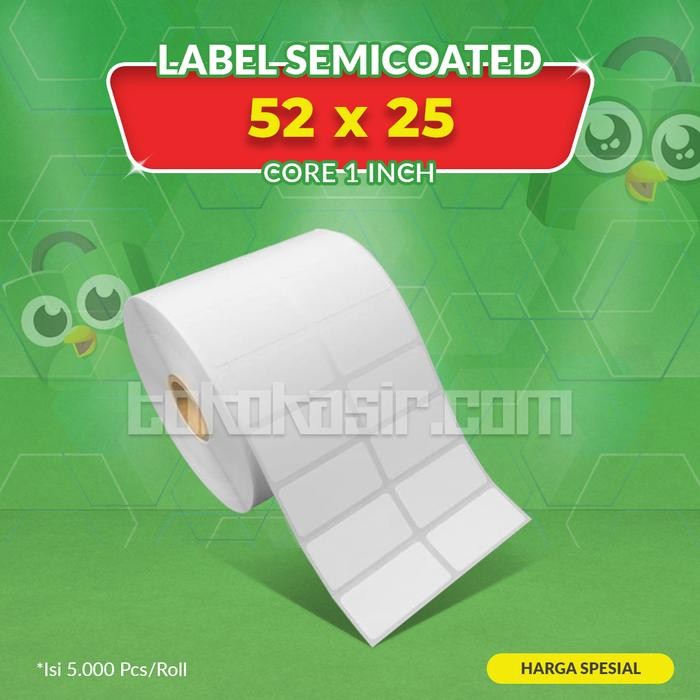 

AT Label Printer Barcode 52X25MM - 52X25 MM - 2 Line Semicoated Isi 5000
