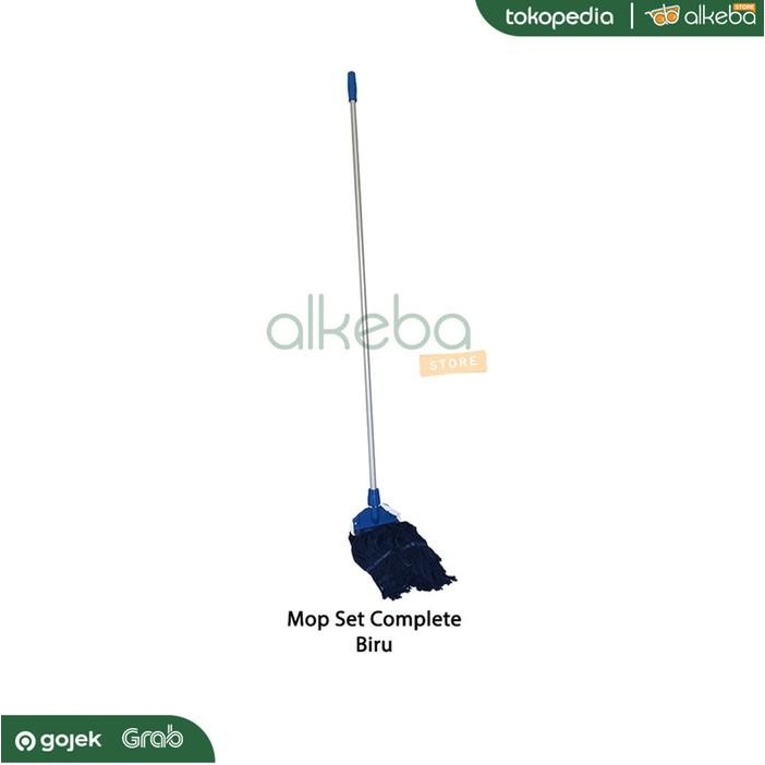 (Expert) Mop Pel Set Komplit Biru / tongkat + mop holder + kain refill mop biru