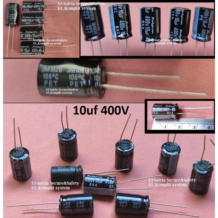 kecil pendek Elco 10uF 400V Elco 10 uf 400 V 400v10uf 400volt 400vol masih ready