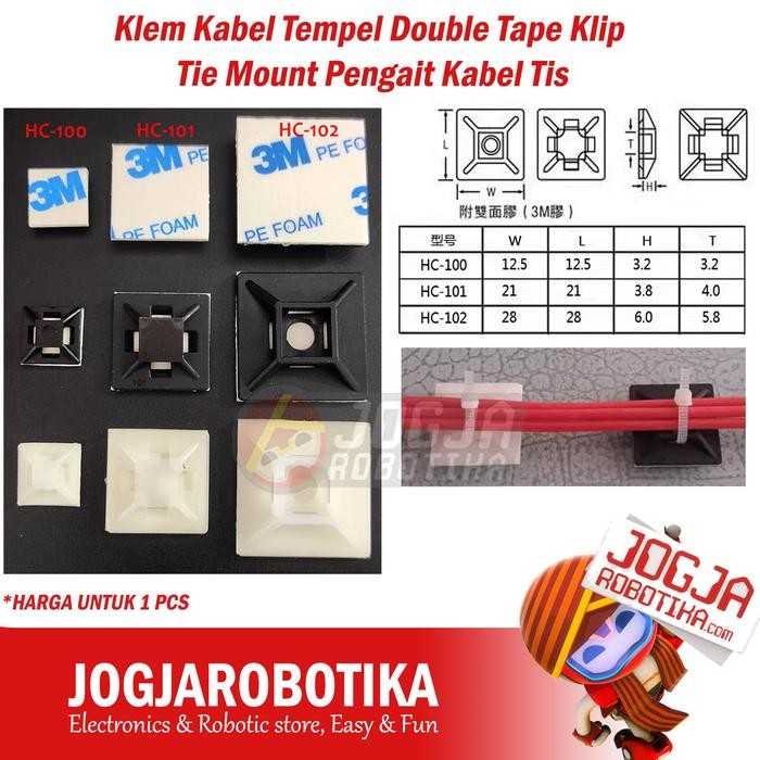 Klem Kabel Tempel Double Tape Klip Tie Mount Pengait Kabel Tis masih ready