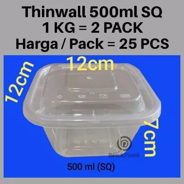 (Expert) Thinwall 500ml SQ / Thinwall 500ml Kotak Persegi /Kotak Thinwall 500ml