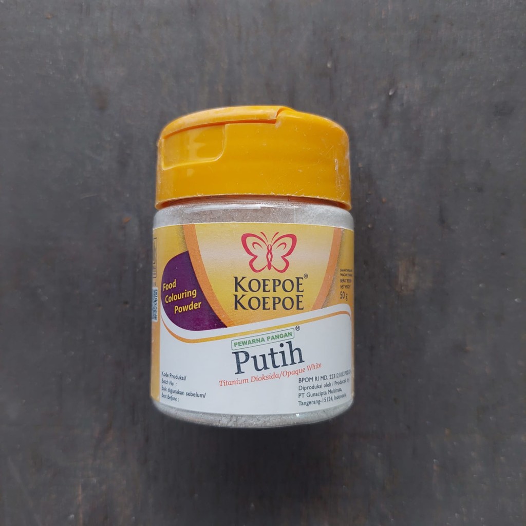 

Pewarna Pangan Putih Koepoe Koepoe (Kupu-Kupu) Kemasan Bubuk 50 gram