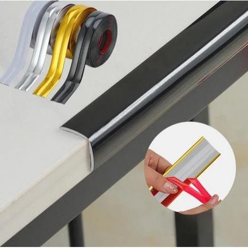 List Plat Strip Mirror Gold Lis Siku List Sudut Border Plafon Pvc Flexibel Berperekat 3M Terlaris