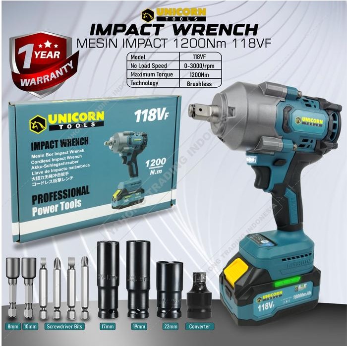 Mesin Impact Wrench Impact Baterai Torsi Besar 1200Nm 118Vf