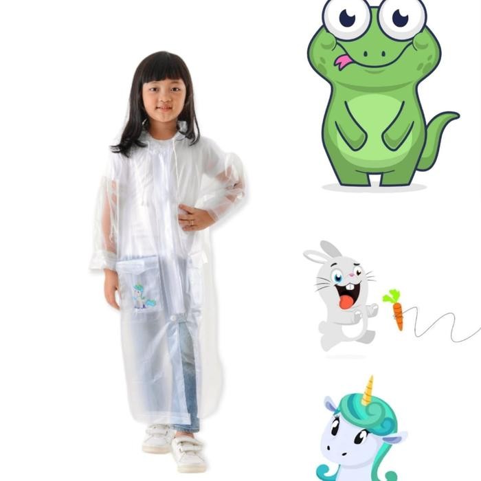 Mantel/Jas Hujan Anak Transparan Bening Coat Kids - Bromo Melon