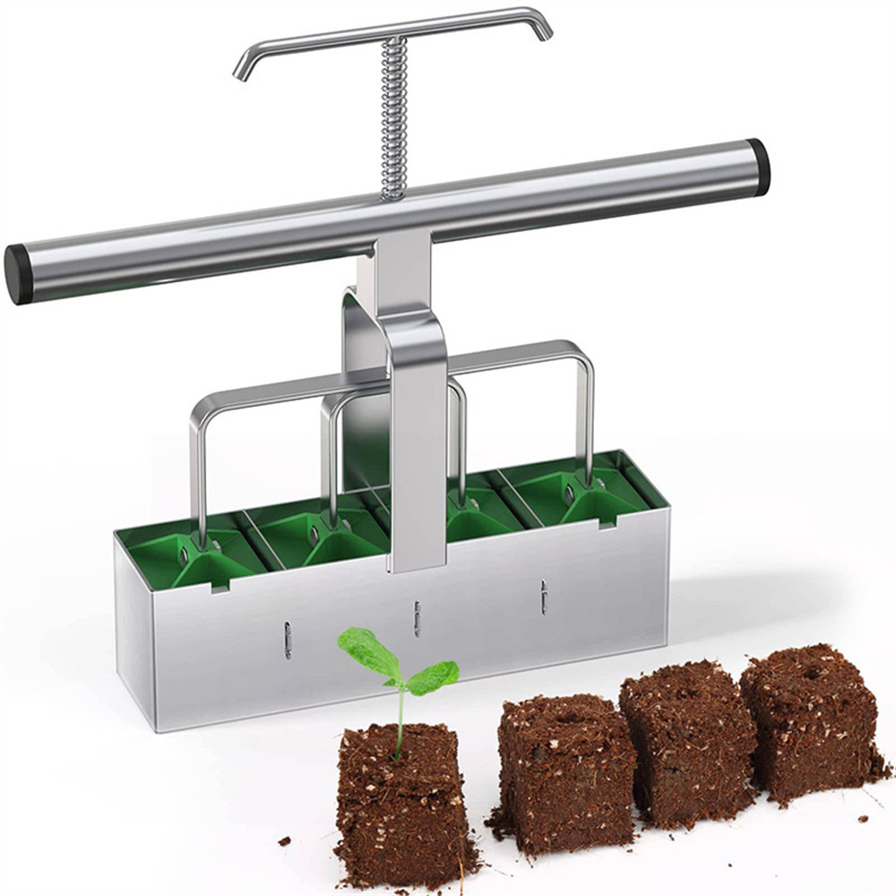 Soil Blocker 4 Cell Soil Block Maker Handheld Seed Block Maker Tool for Seedling Nursery Tool